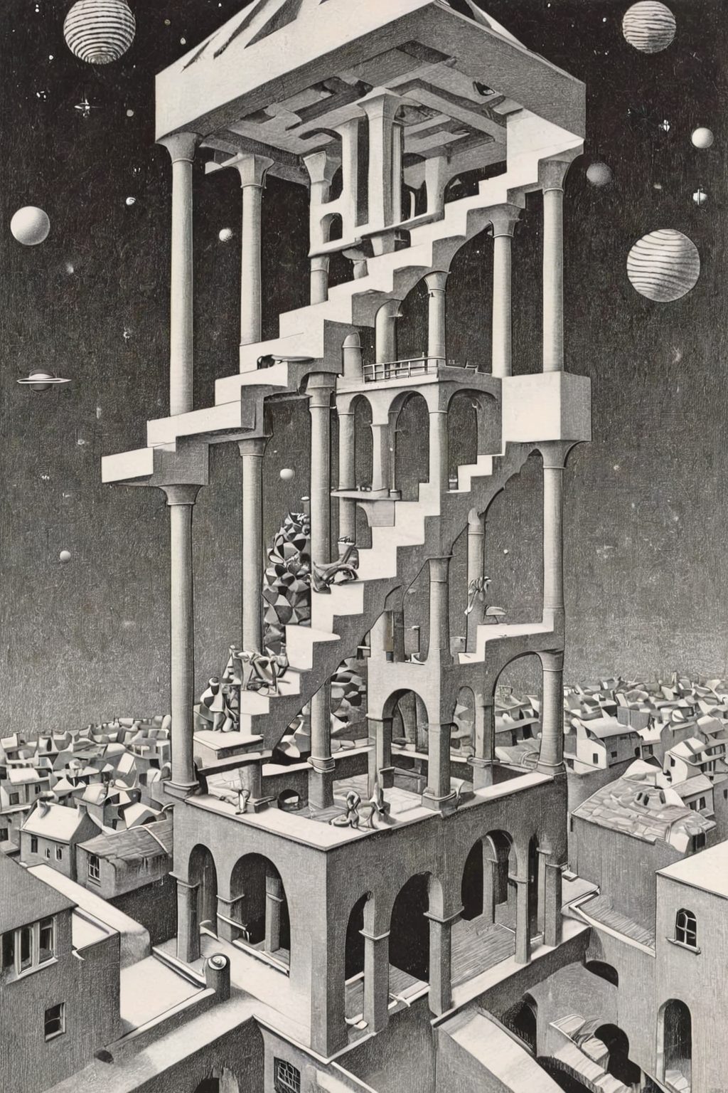 00787-1314407446-_lora_- SDXL - otclillsn_impossible_geo_V1.0_1_,otclillsn,_lora_Escher_SDXL_0.9_,ART BY ESCHER,_Space elevator,.png